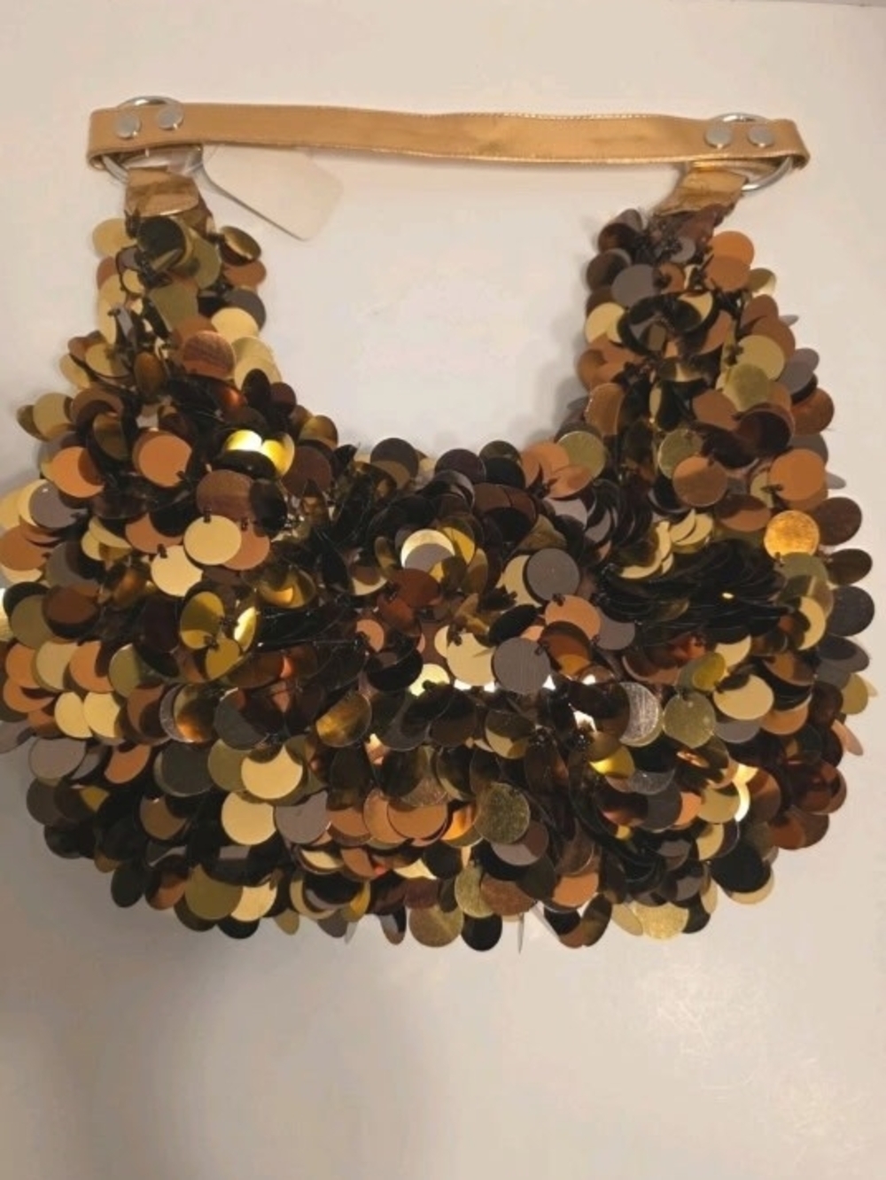 Gold Sequin Statement Shoulder Bag - Women Jewelry